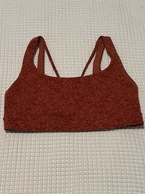Athleta Exhale Printed Bra in Rust Floral, Size Medium